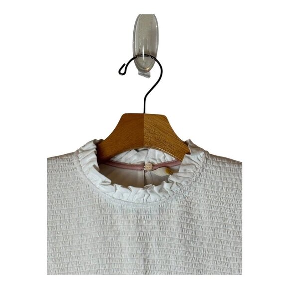 Boden Shirt Women 8 White Smocked Yoke Jersey Knit Top NWT Preppy Boho Cottage - Picture 6 of 15